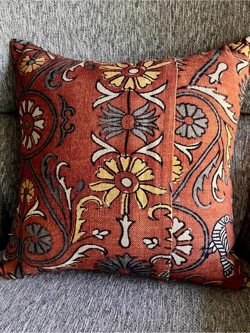 1 Rust Floral Decorative Throw Pillow Cover - Unbranded